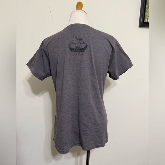 Harley-Davidson Tee Sturgis Wille G Skull graphic V-Neck Short Sleeve size XL - Picture 4 of 13